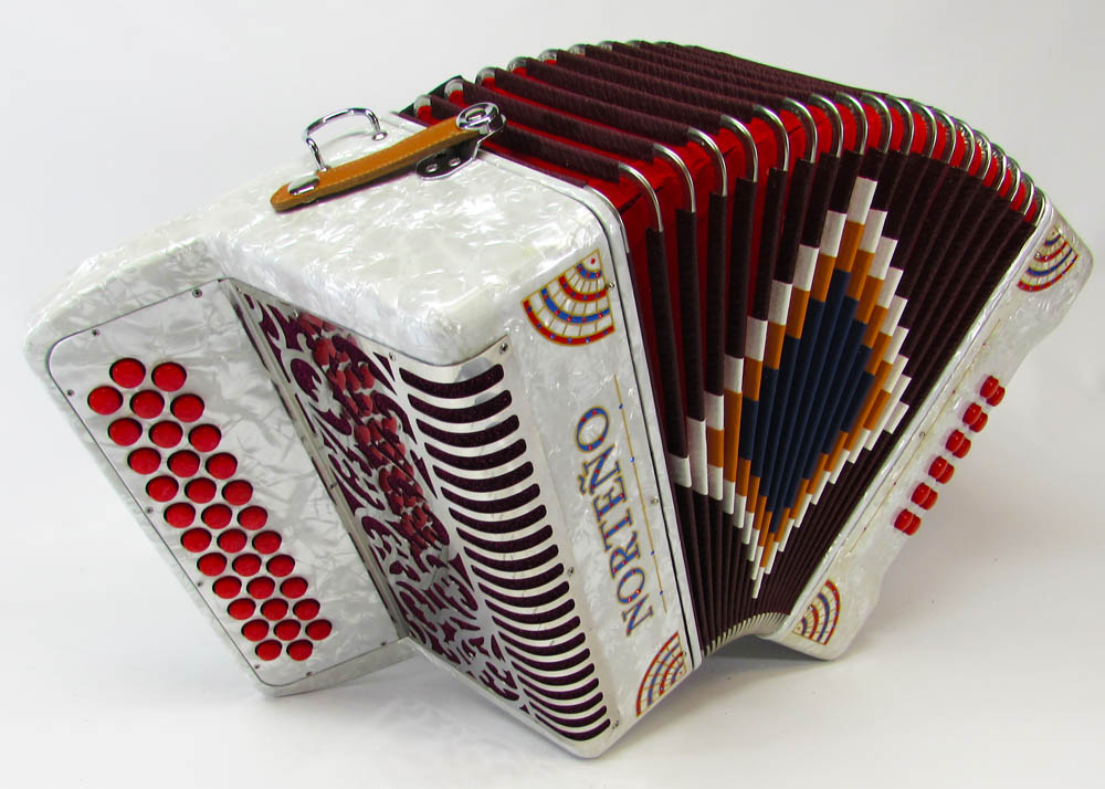 Norteño Brand Accordion 3 registers Regular Size Green/white sun