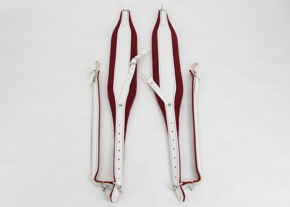 Gabbanelli EXTRA WIDE Accordion Shoulder Straps with Back Strap White/Red (White Leather/Red Fabric)