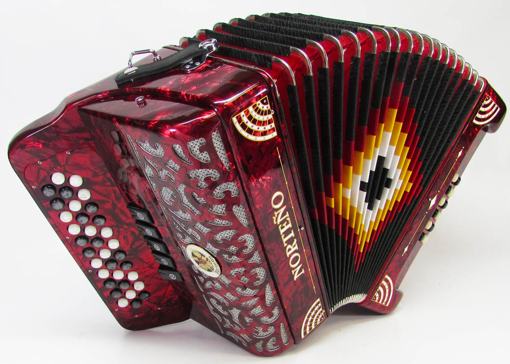 Norteño Brand Accordion 5 Registers Regular Size Red/White Sun
