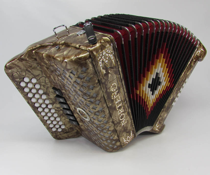 Norteño Brand Accordion 2Tone Regular Size Brown/White Euro