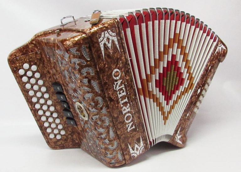 Norteño Brand Accordion 5 Registers Regular Size Brown/White Euro