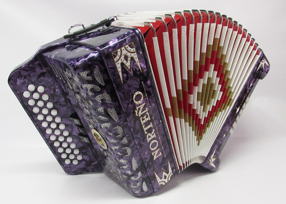 Norteño Brand Accordion 3 Registers Purple/White Euro Gabbanelli