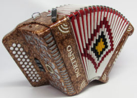 Norteño Brand Accordion 3 Registers Brown/White Sun