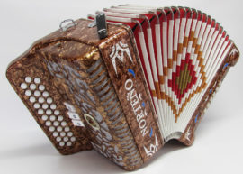 Norteño Brand Accordion 3 Registers Brown/White Euro