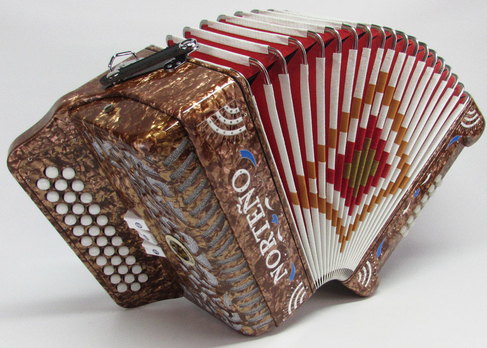 Acordeon Marca Norteño 3 Registros Cafe/Sol Blanco Gabbanelli Accordions