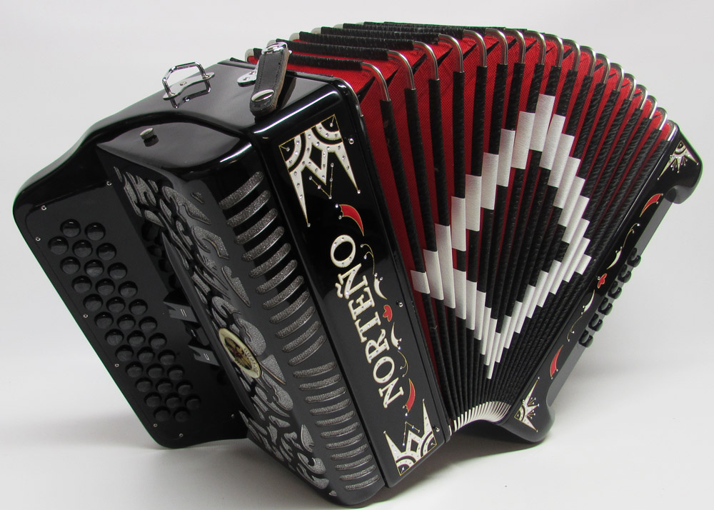 Norteño Brand Accordion 3 Registers Black/White Euro Gabbanelli