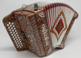 Norteño Brand Accordion 3 Registers Brown/White Sun