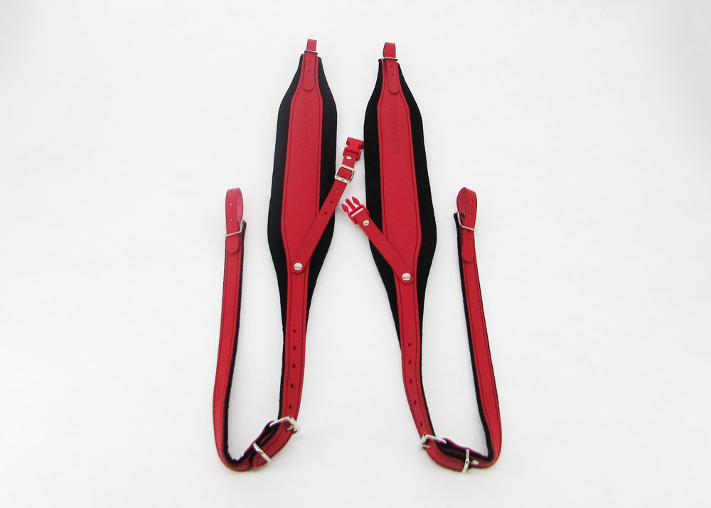 Gabbanelli EXTRA WIDE Accordion Shoulder Straps with Back Strap Black/Red (Red Leather/Black Fabric)
