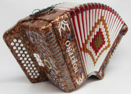 Norteño Brand Accordion 3 Registers Brown/White Euro