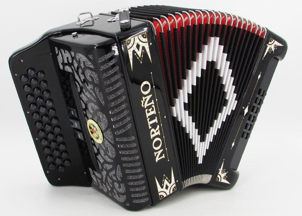 Norteño Brand Accordion 3 Registers Black/White Euro