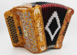 Norteño Brand Accordion 3 Registers Gold/White Euro