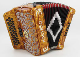 Norteño Brand Accordion 3 Registers Gold/White Euro