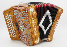 Norteño Brand Accordion 3 Registers Gold/White Euro