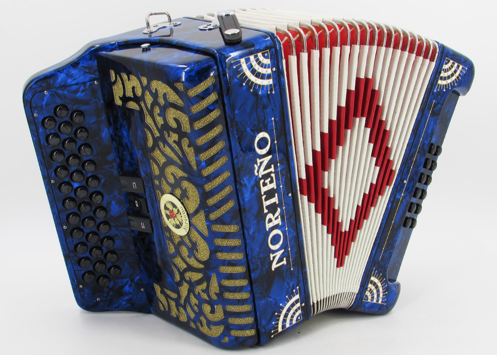 Acordeon Marca Norteño 3 Registros Azul/Sol Blanco