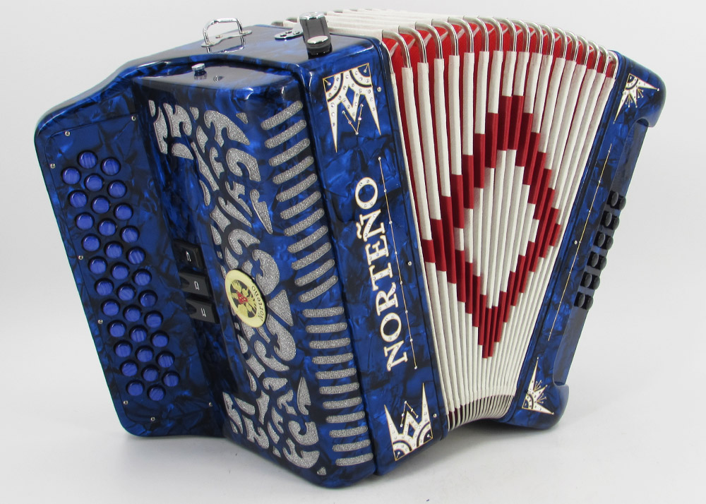 Norteño Brand Accordion 3 Registers Blue/White Euro