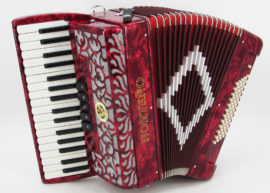 Norteño Brand Accordion 34 Keys 5 Registers Red