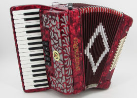 Norteño Brand Accordion 34 Keys 5 Registers Red