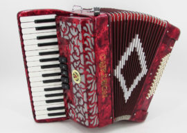 Norteño Brand Accordion 34 Keys 5 Registers Red
