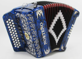 Norteño Brand Accordion 5 Registers Blue/White Euro