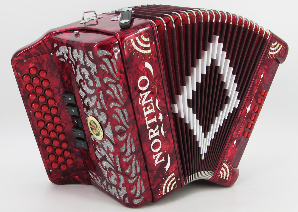 Acordeon Marca Norteño 5 Registros Rojo/Sol Blanco