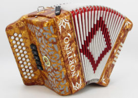 Norteño Brand Accordion 5 Registers Gold/White Euro