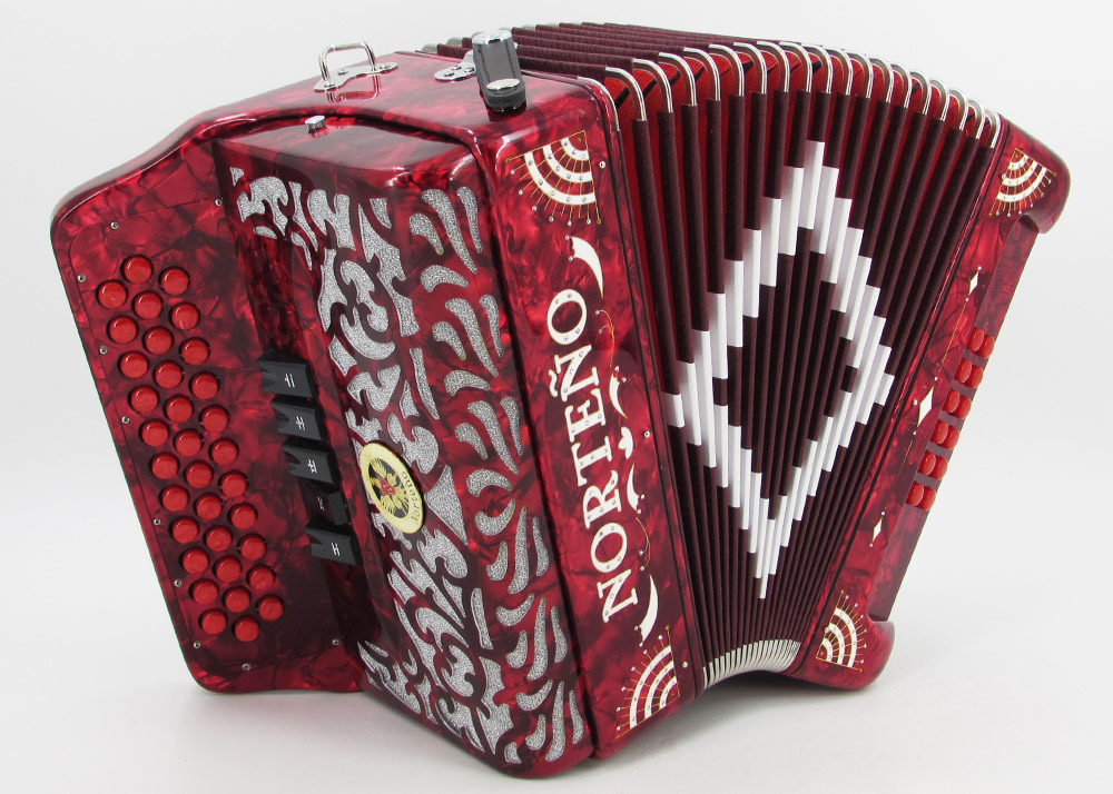 Acordeon Marca Norteño 5 Registros Rojo/Sol Blanco