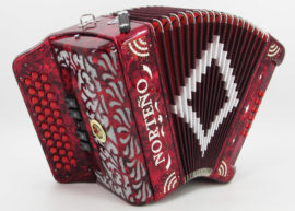 Norteño Brand Accordion 5 Registers Red/White Sun