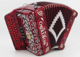 Norteño Brand Accordion 5 Registers Red/White Sun