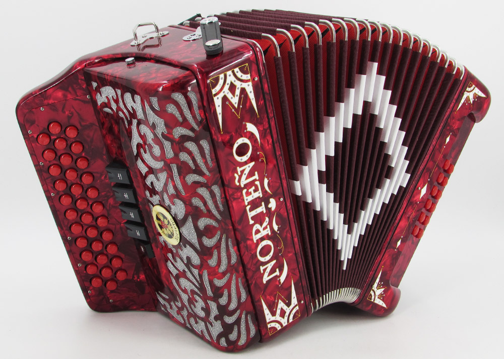 Acordeon Marca Norteño 5 Registros Rojo/Euro Blanco