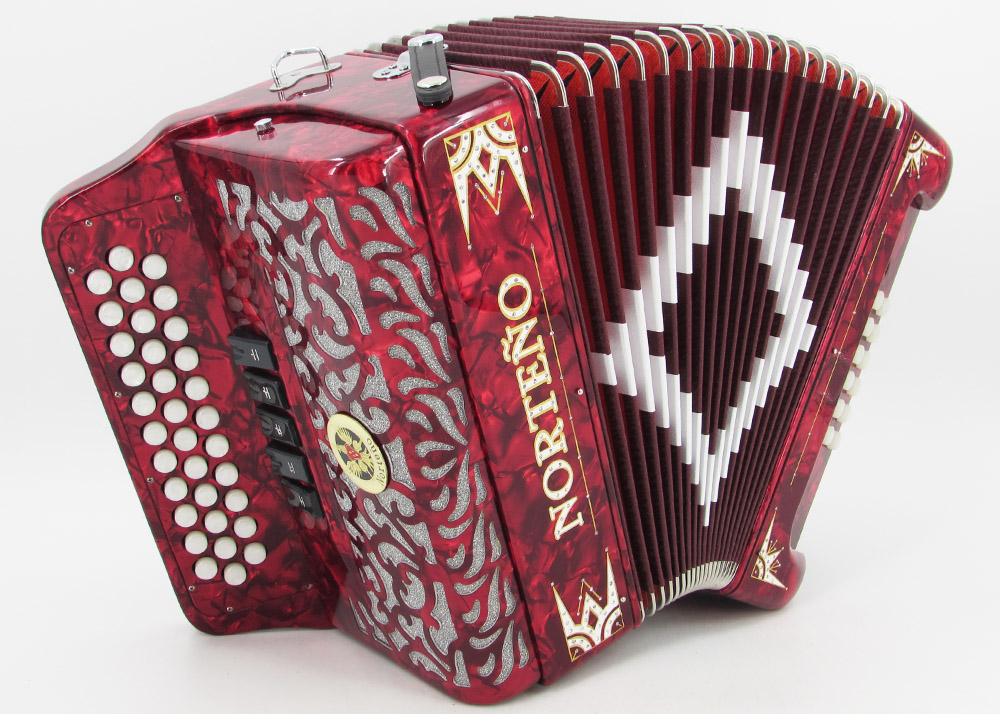 Acordeon Marca Norteño 5 Registros Rojo/Euro Blanco
