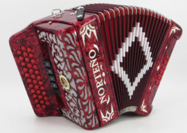 Norteño Brand Accordion 5 Registers Red/White Euro