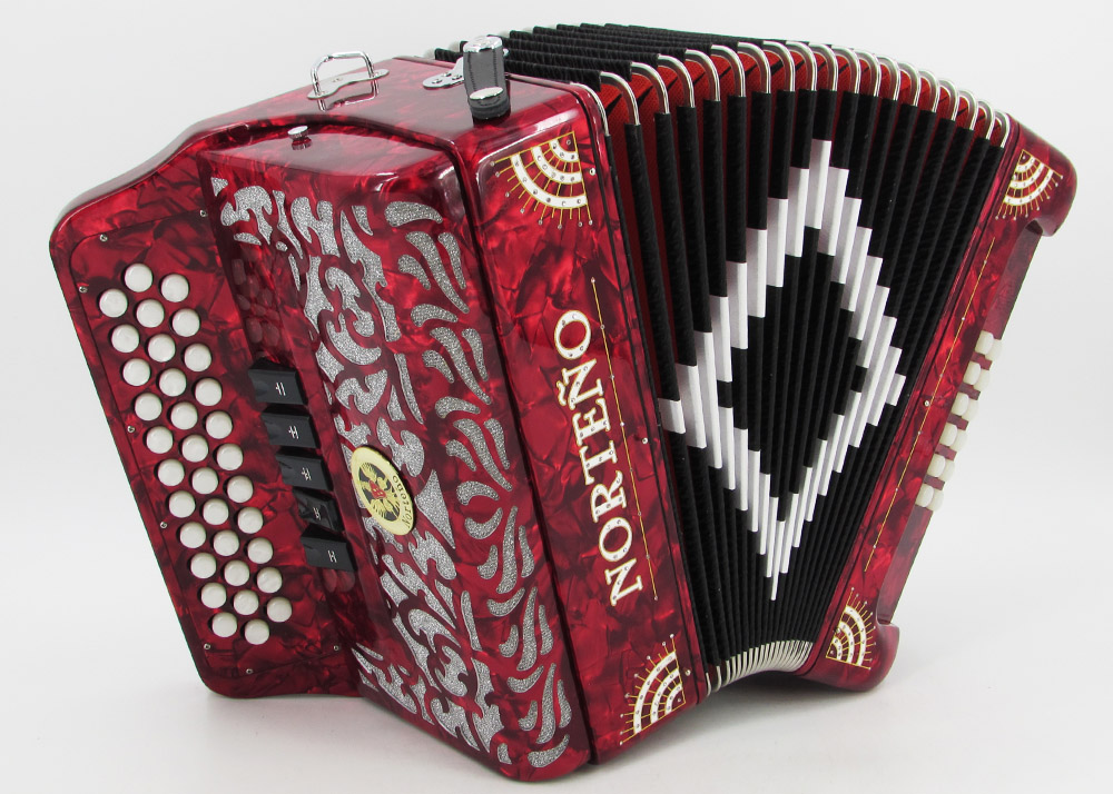 Acordeon Marca Norteño 5 Registros Rojo/Sol Blanco