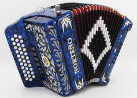 Norteño Brand Accordion 5 Registers Blue/White Euro