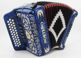 Norteño Brand Accordion 5 Registers Blue/White Euro