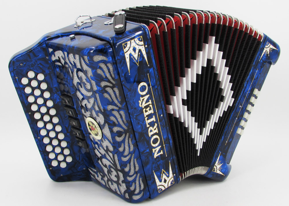 Norteño Brand Accordion 5 Registers Blue/White Euro