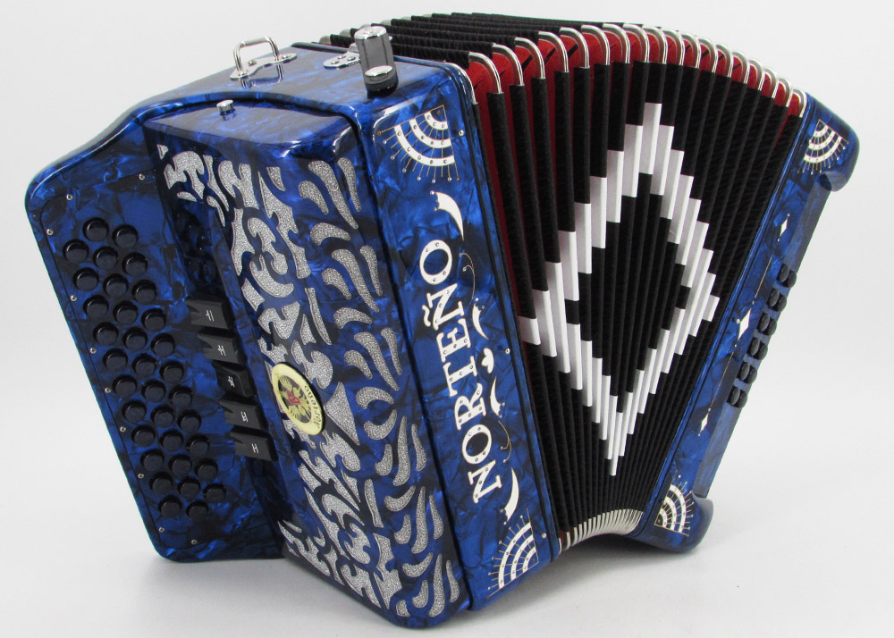 Norteño Brand Accordion 5 Registers Blue/White Sun