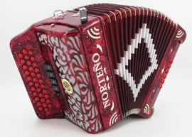 Norteño Brand Accordion 5 Registers Red/White Sun