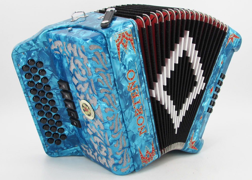 Norteño Brand Accordion 5 Registers Sky Blue/Red Euro