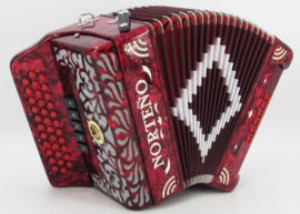 Norteño Brand Accordion 5 Registers Red/White Sun