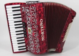 Norteño Brand Accordion 34 Keys 5 Registers Red
