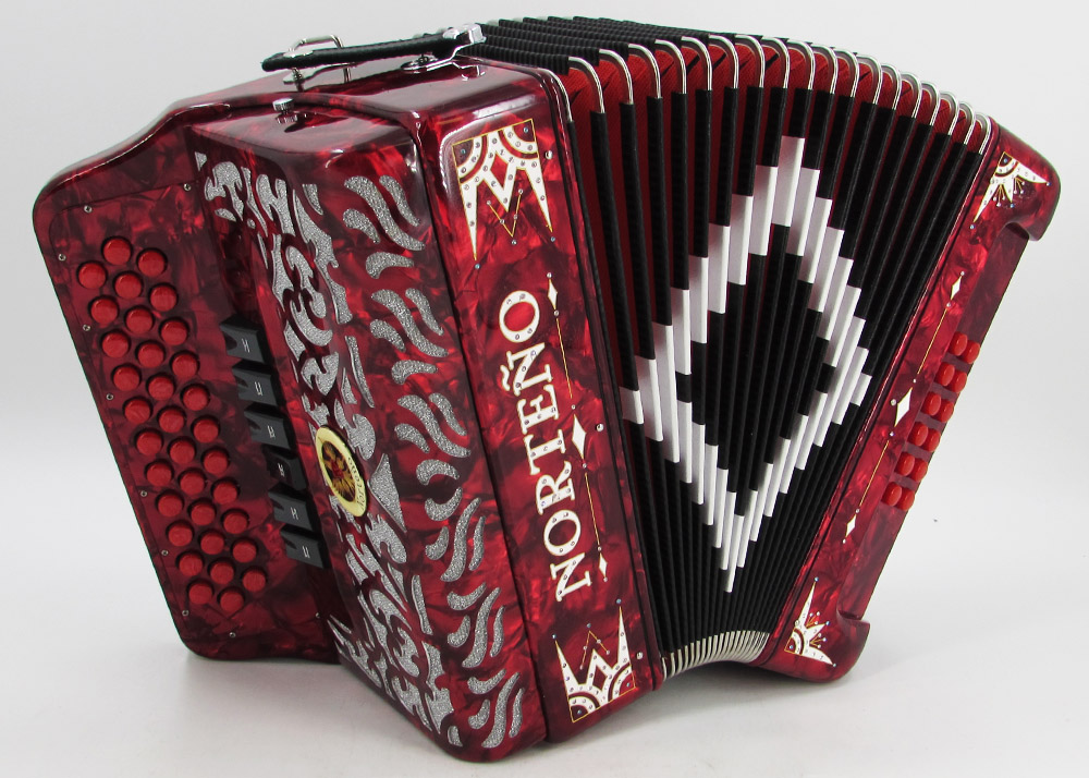 Norteño Brand Accordion 2Tone Red/White Euro Gabbanelli Accordions