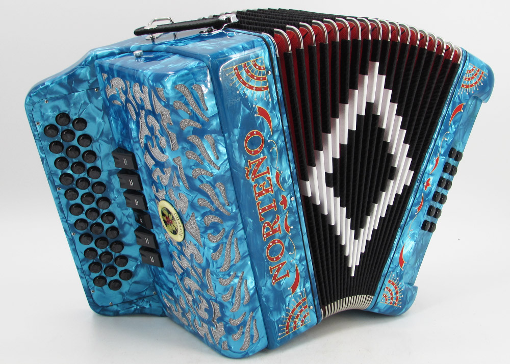 Norteño Brand Accordion 2Tone Sky Blue/Red Sun