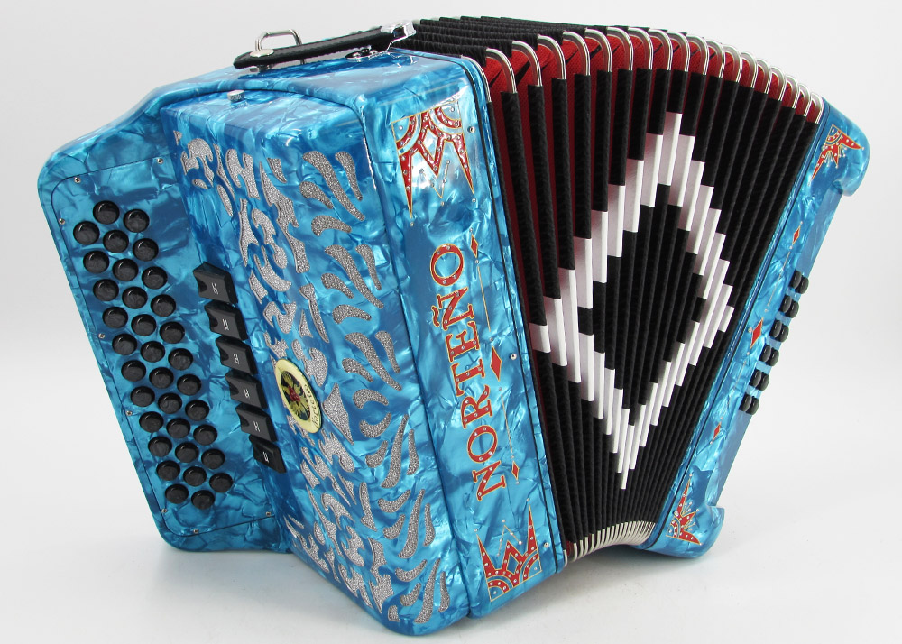 Norteño Brand Accordion 2Tone Sky Blue/Red Euro Gabbanelli Accordions