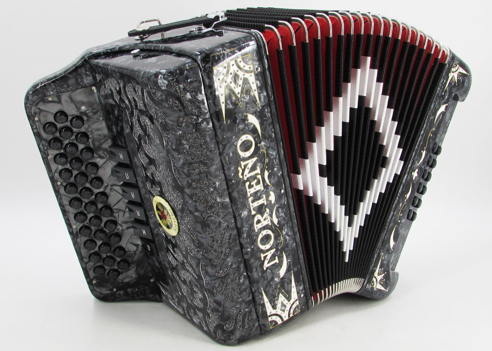 Norteño Brand Accordion 2Tone Grey Pearl/White Euro Gabbanelli Accordions
