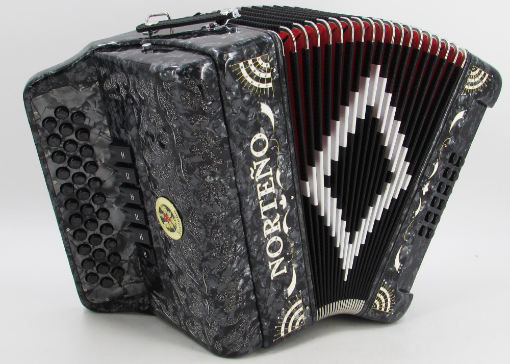 Norteño Brand Accordion 2Tone Grey Pearl/White Sun