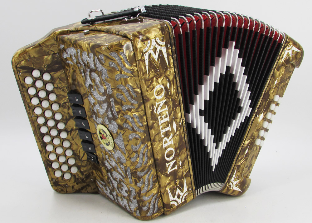 Norteño Brand Accordion 2Tone Brown/White Euro Gabbanelli Accordions