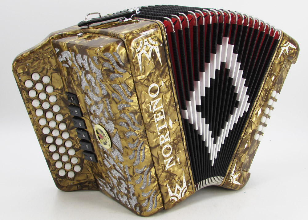 Acordeon Marca Norteño 2 Tono Cafe/Euro Blanco
