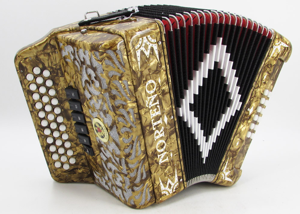 Acordeon Marca Norteño 2 Tono Cafe/Euro Blanco