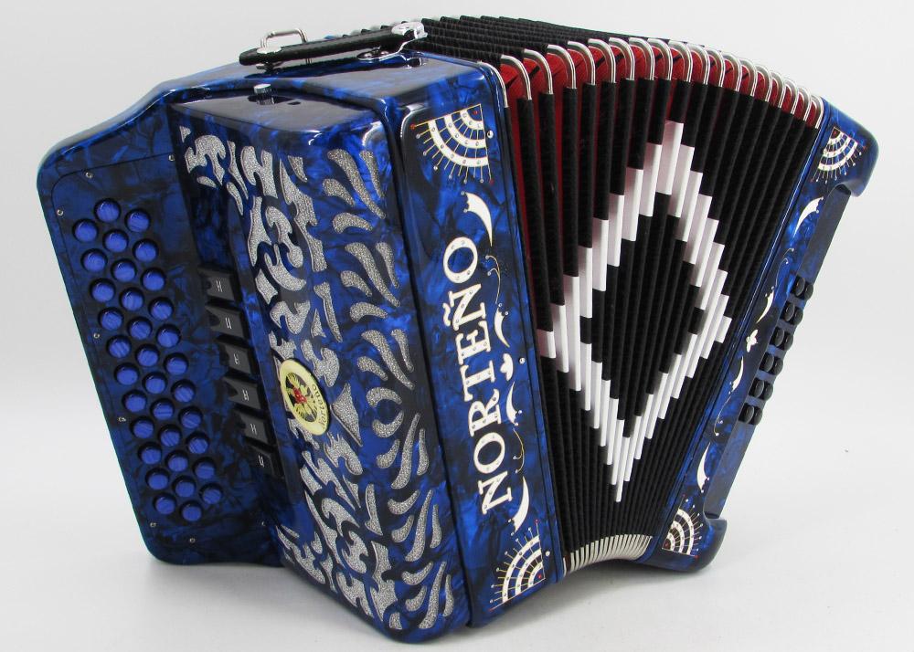 Acordeon Marca Norteño 2 Tono Azul Perla/Sol Blanco