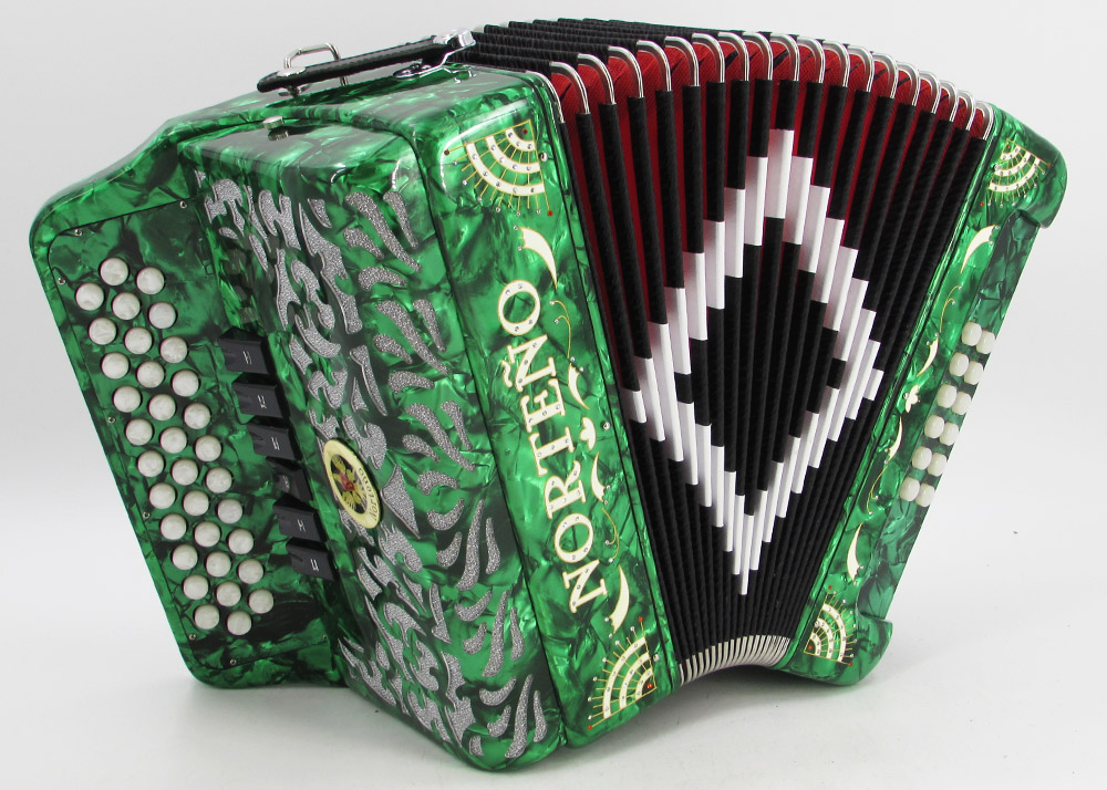 Acordeon Marca Norteño 2 Tonos Verde/Sol Blanco